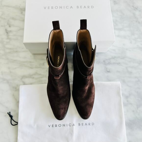 Veronica Beard Sohelia Suede Ankle Boot Size 38 / 8 NEW Espresso Brown w/Box Bag - Picture 8 of 9
